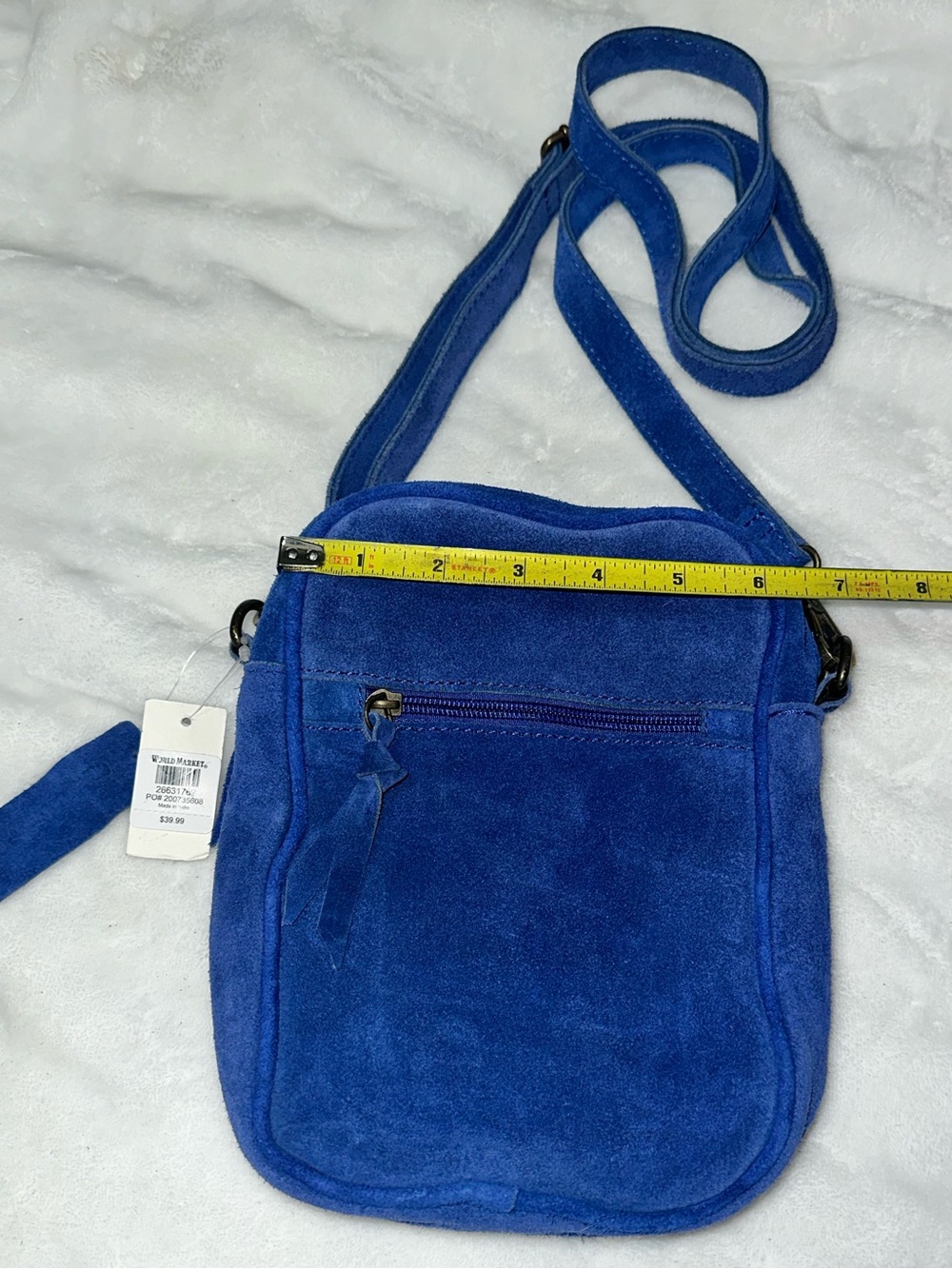 Cobalt Blue Suede Crossbody Bag - Picture 6 of 10